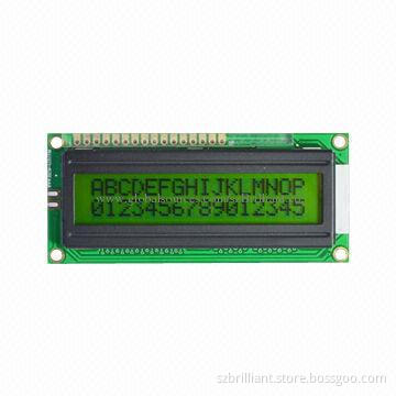 16 x 2 COB LCD Display Panel, STN Yellow Green, White LED Backlight, Wide Temperature, Pins Connect